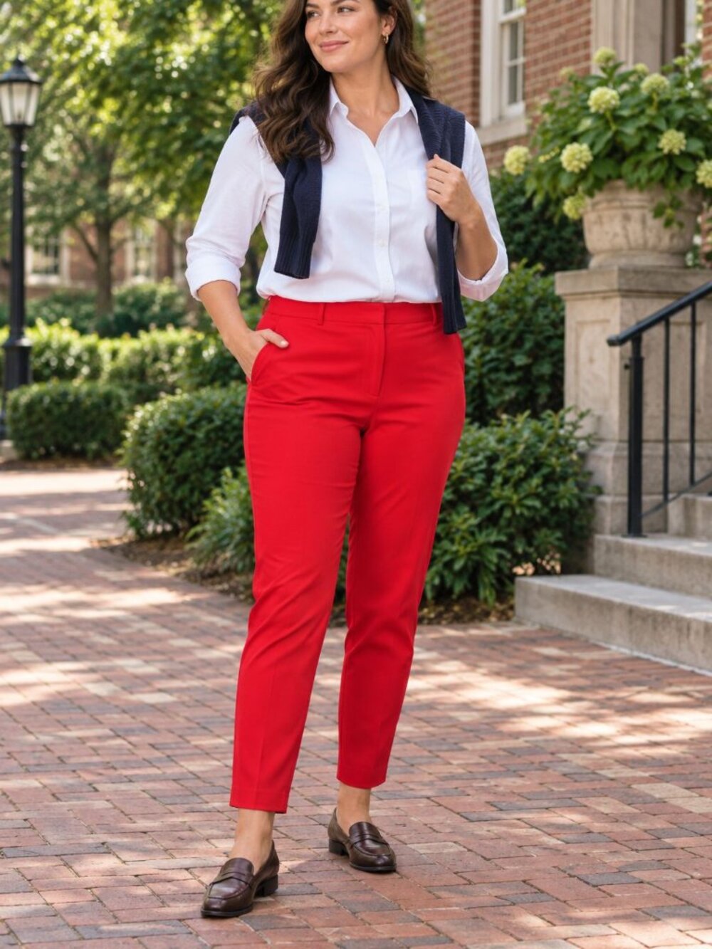 Banana Republic Avery Red Ankle Pants 12 Tailored Preppy Office